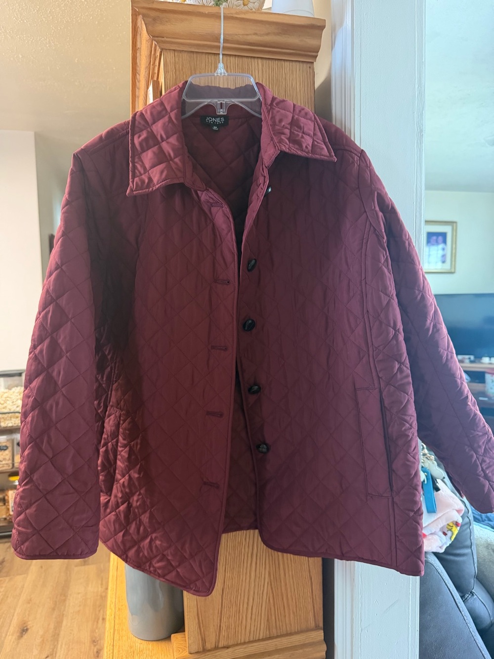 Jones New York Quilted Wine-Red Puffer Jacket with pockets - Size 2X